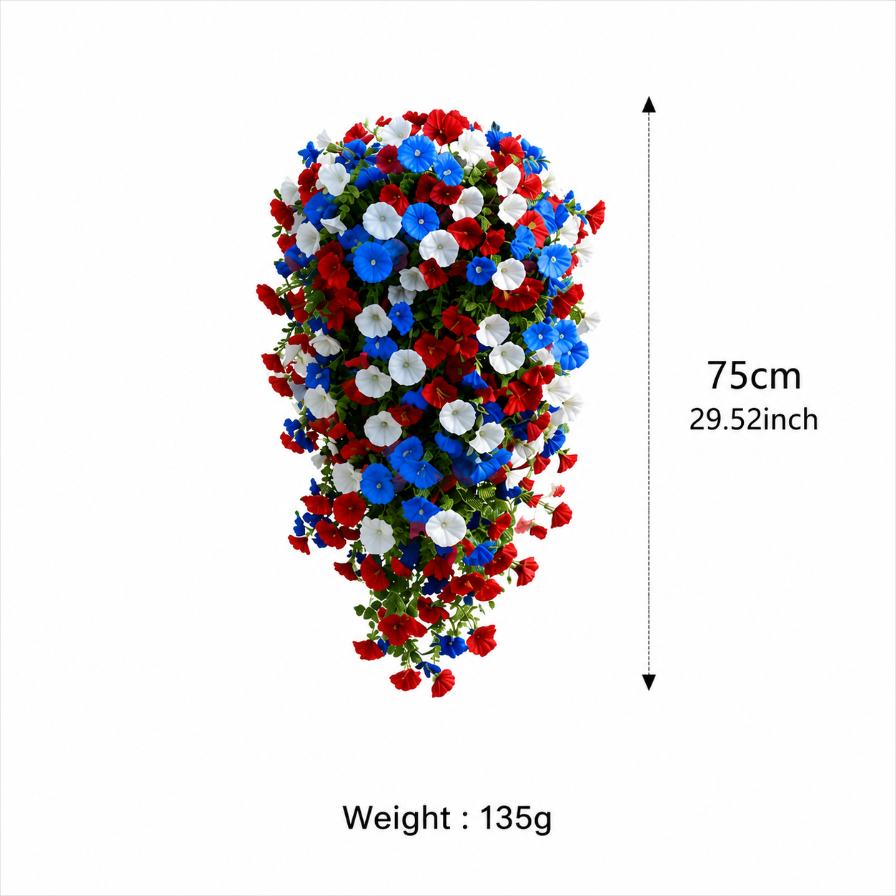 Red, White & Blue Artificial Morning Glory Hanging Vines – 3-Piece Set