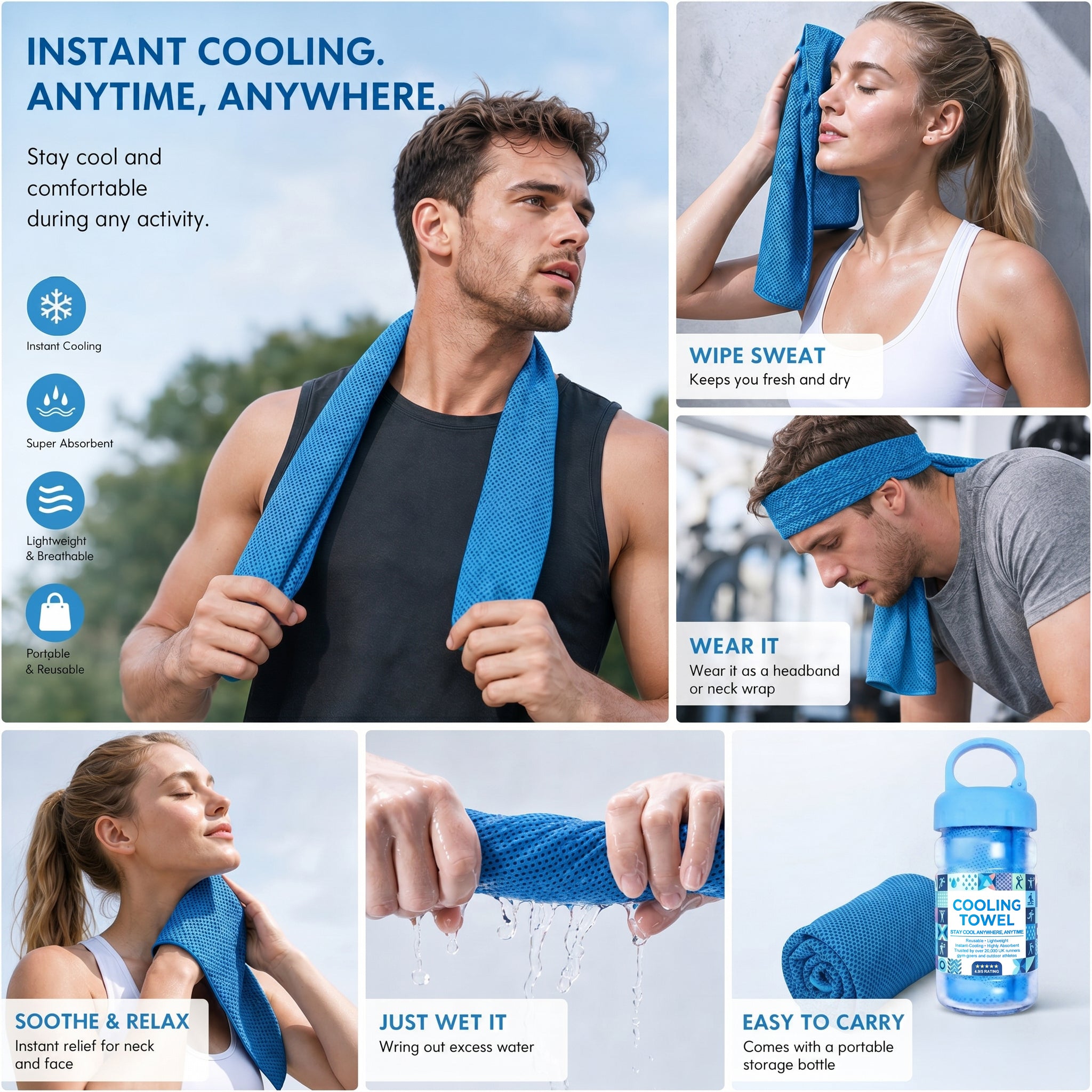 ⏰Last Day Buy 1 Get 1 Free❄💦Cold Sweat Towel You Can Use Anywhere, Anytime! Reusable Soft Absorbent Cooling Portableâ€?UK Ready! 🇬🇧