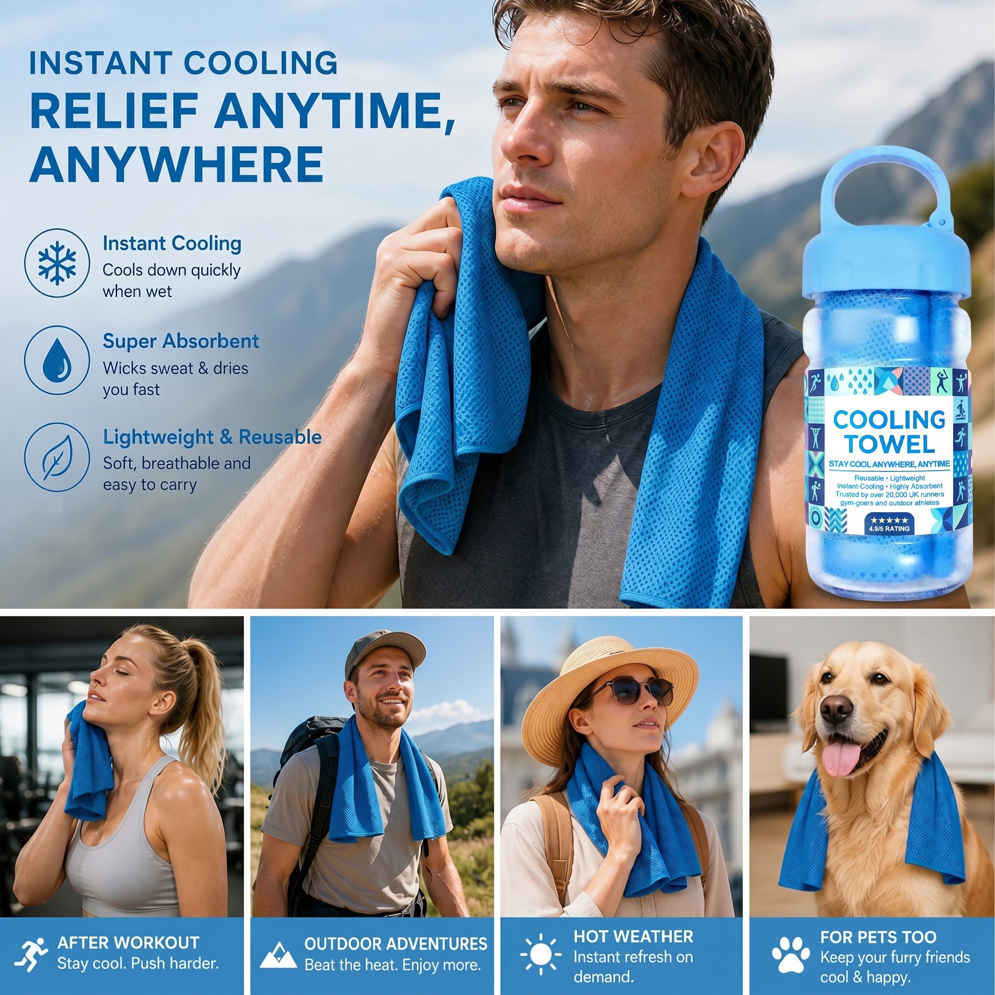 ⏰Last Day Buy 1 Get 1 Free❄💦Cold Sweat Towel You Can Use Anywhere, Anytime! Reusable Soft Absorbent Cooling Portableâ€?UK Ready! 🇬🇧
