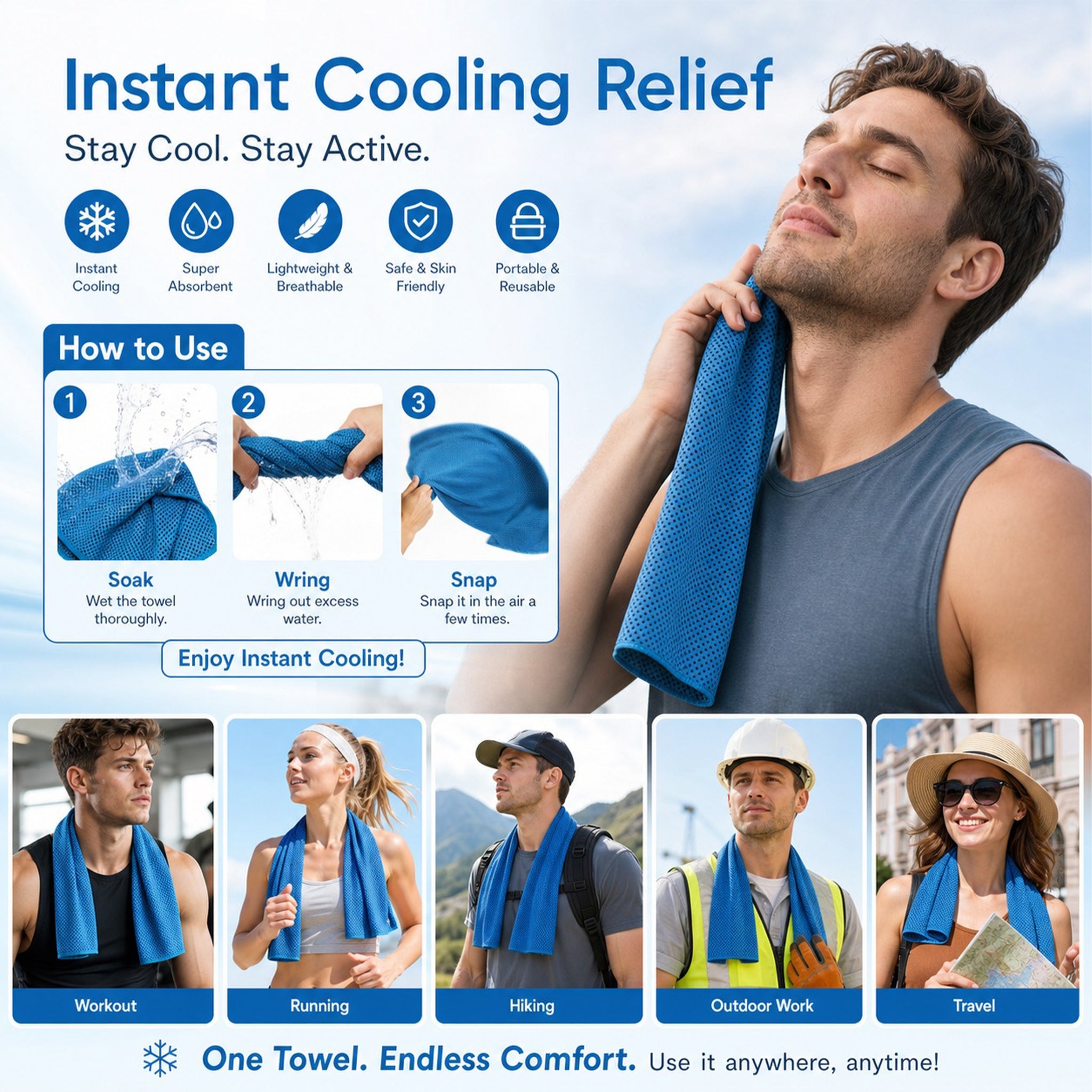 ⏰Last Day Buy 1 Get 1 Free❄💦Cold Sweat Towel You Can Use Anywhere, Anytime! Reusable Soft Absorbent Cooling Portableâ€?UK Ready! 🇬🇧