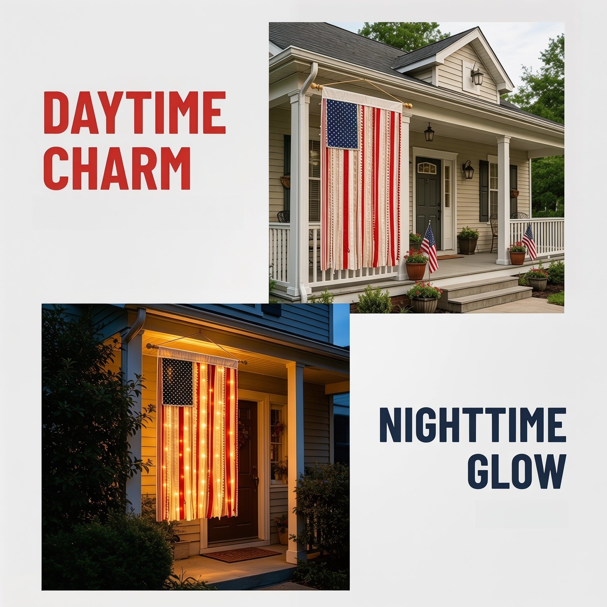 America 250th Anniversary LED Flag Banner– Handmade Patriotic Home Decor (1776–2026)