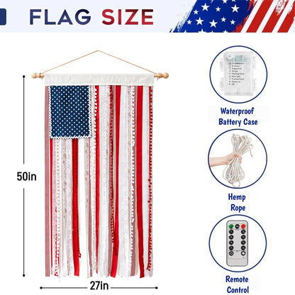 America 250th Anniversary LED Flag Banner– Handmade Patriotic Home Decor (1776–2026)