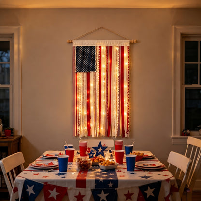America 250th Anniversary LED Flag Banner– Handmade Patriotic Home Decor (1776–2026)