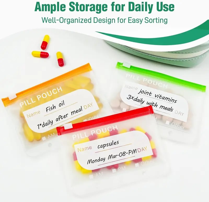 💊A8 Waterproof Pill Pouch Set – 7 to 14 Days Medication & Vitamin Storage