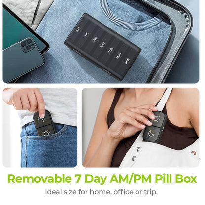 AM PM 7-Day Pill Organizer –Easy Open, Travel-Ready, Durable BPA-Free Daily Medicine Case