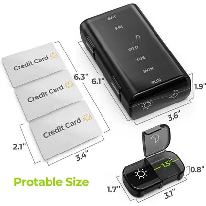 AM PM 7-Day Pill Organizer –Easy Open, Travel-Ready, Durable BPA-Free Daily Medicine Case