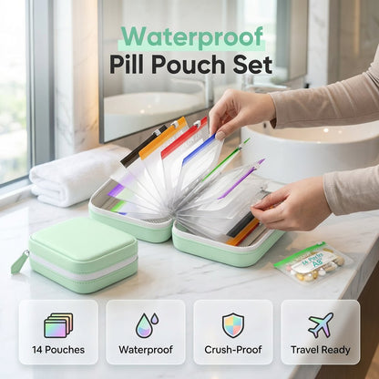 💊A8 Waterproof Pill Pouch Set – 7 to 14 Days Medication & Vitamin Storage