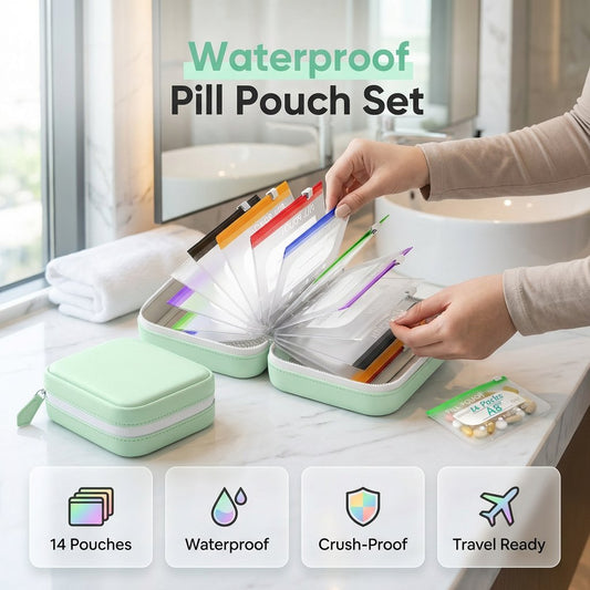 💊A8 Waterproof Pill Pouch Set – 7 to 14 Days Medication & Vitamin Storage