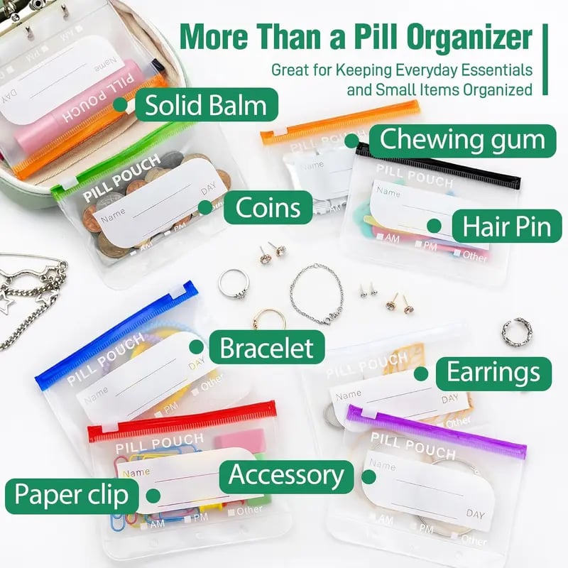 💊A8 Waterproof Pill Pouch Set – 7 to 14 Days Medication & Vitamin Storage