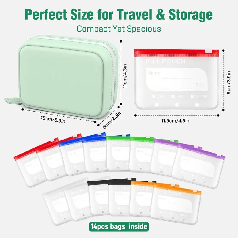 💊A8 Waterproof Pill Pouch Set – 7 to 14 Days Medication & Vitamin Storage