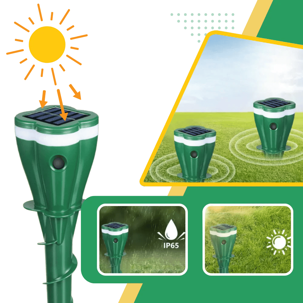 Solar Sonic Mole & Rodent Repellent — Protect Your Yard Without Chemicals