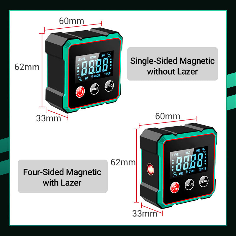 Digital Magnetic Angle Gauge with Laser Alignment