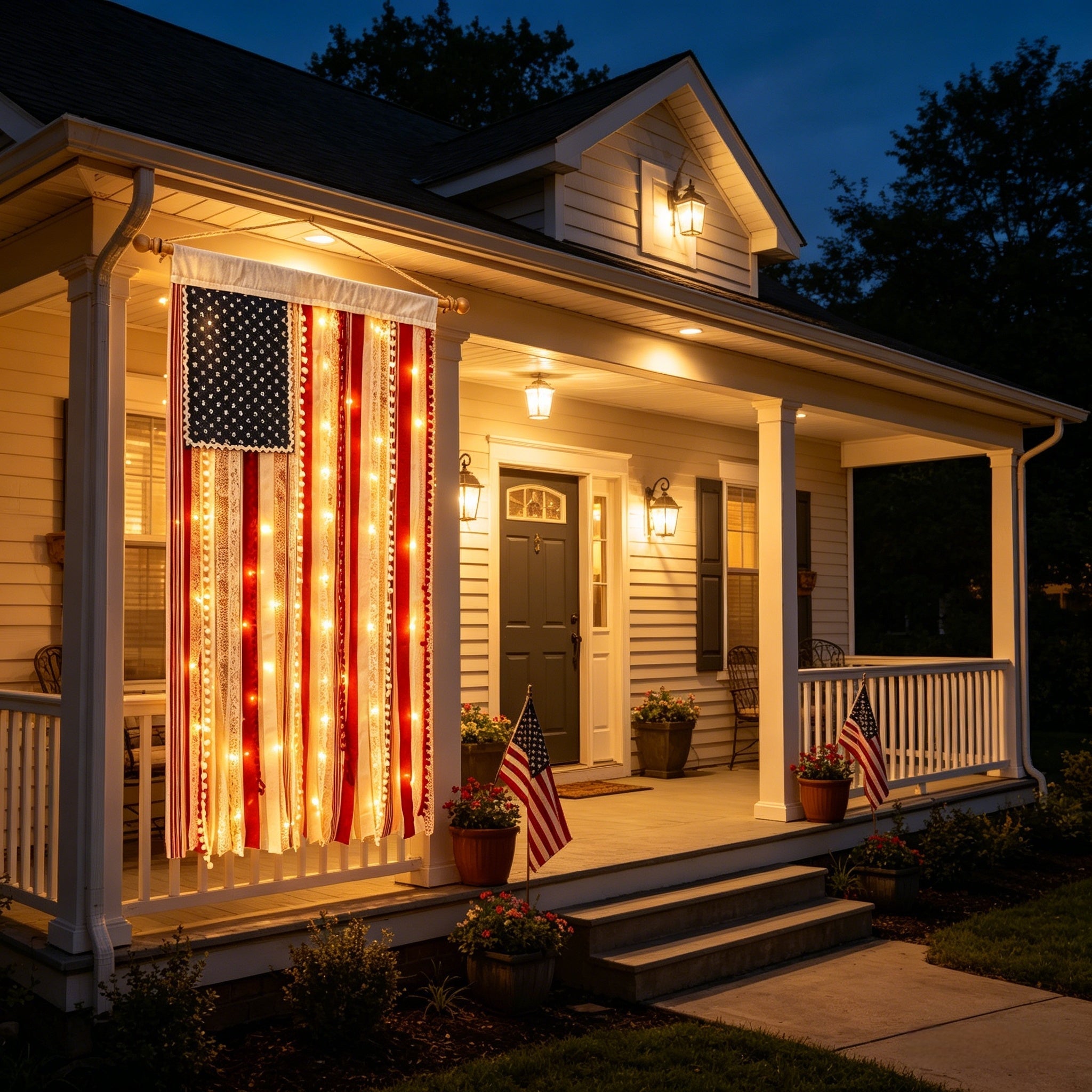 America 250th Anniversary LED Flag Banner– Handmade Patriotic Home Decor (1776–2026)