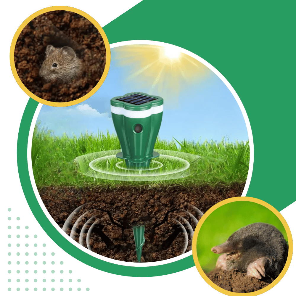 Solar Sonic Mole & Rodent Repellent — Protect Your Yard Without Chemicals