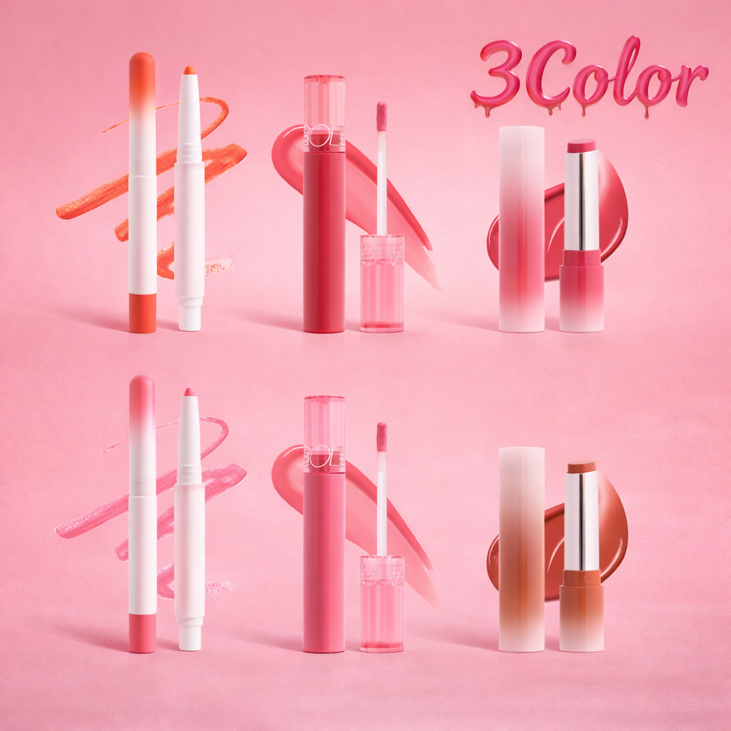 Everyday Dewy Lip Set | 3-in-1 Lip Shape & Glow Kit (Liner + Gloss + Lipstick)