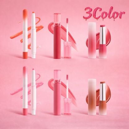 Everyday Dewy Lip Set | 3-in-1 Lip Shape & Glow Kit (Liner + Gloss + Lipstick)