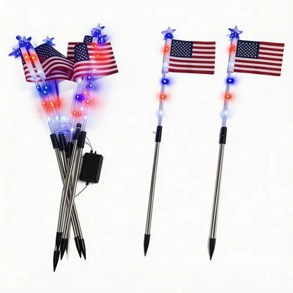 ✨250th Anniversary Solar American Flag Lights – 8PCS Patriotic Pathway Lights