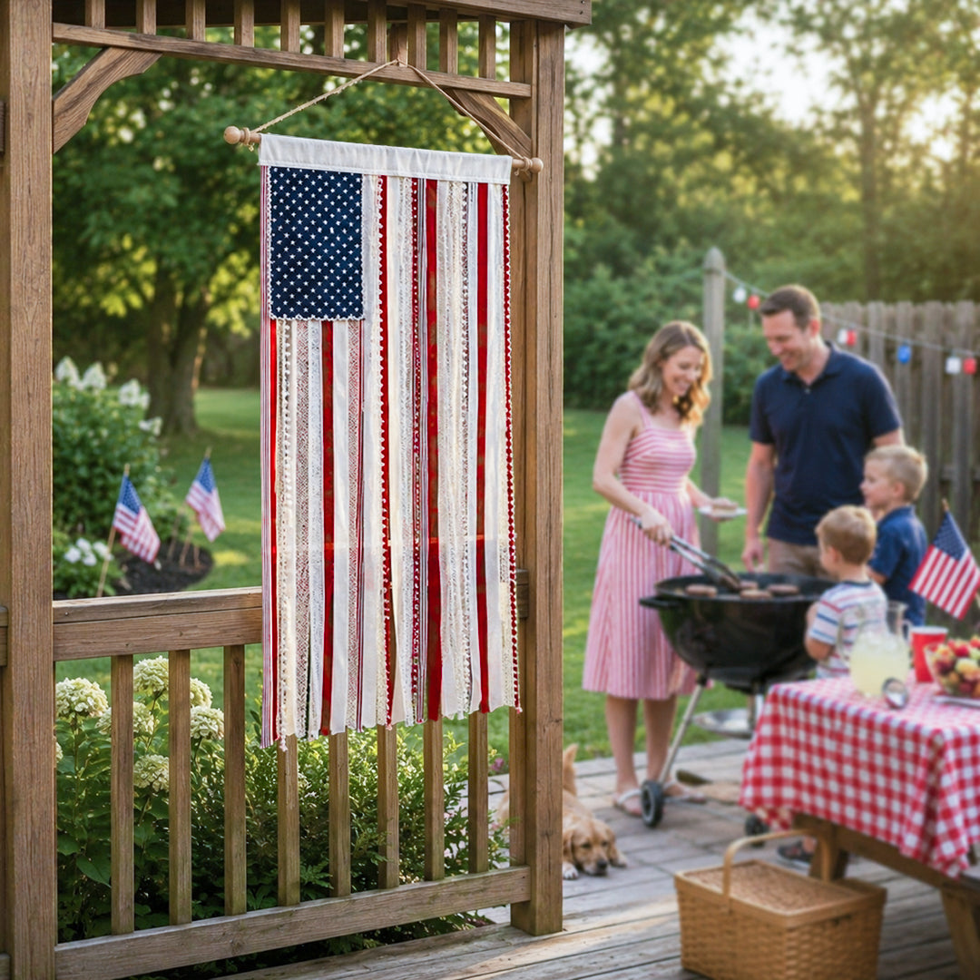America 250th Anniversary LED Flag Banner– Handmade Patriotic Home Decor (1776–2026)