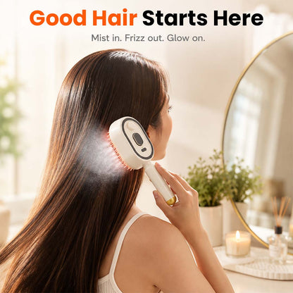3-in-1 Electric Mist Detangling Brush for Frizz & Scalp Massage