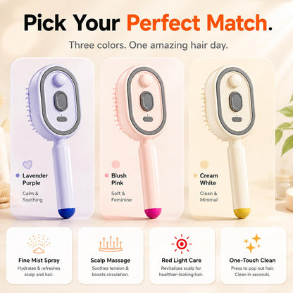3-in-1 Electric Mist Detangling Brush for Frizz & Scalp Massage