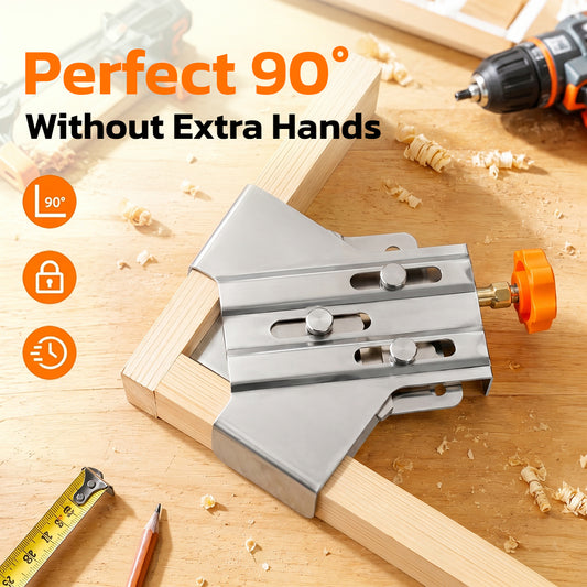 Industrial 90° Corner Clamp with Auto-Adjust Sliding Hea