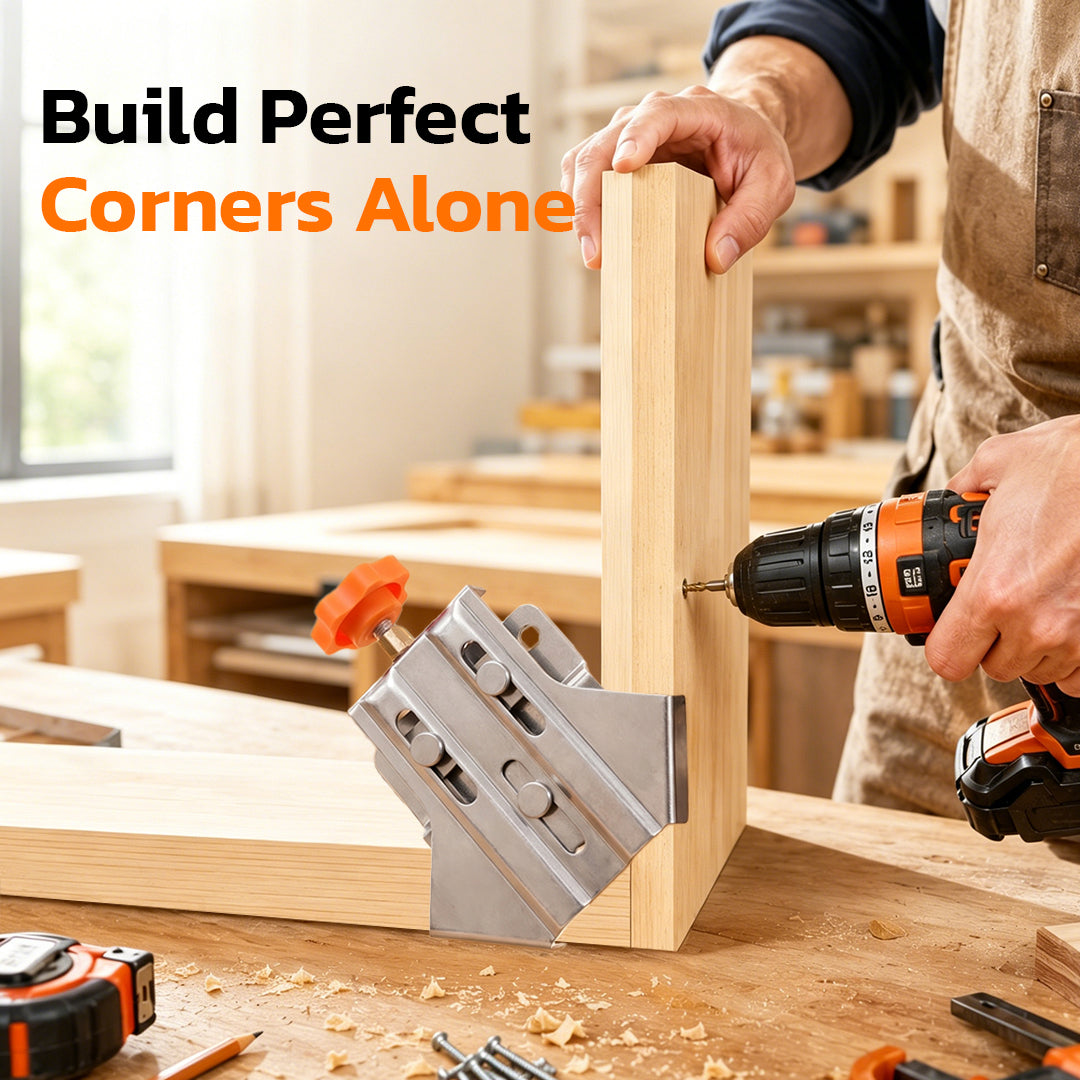 Industrial 90° Corner Clamp with Auto-Adjust Sliding Hea
