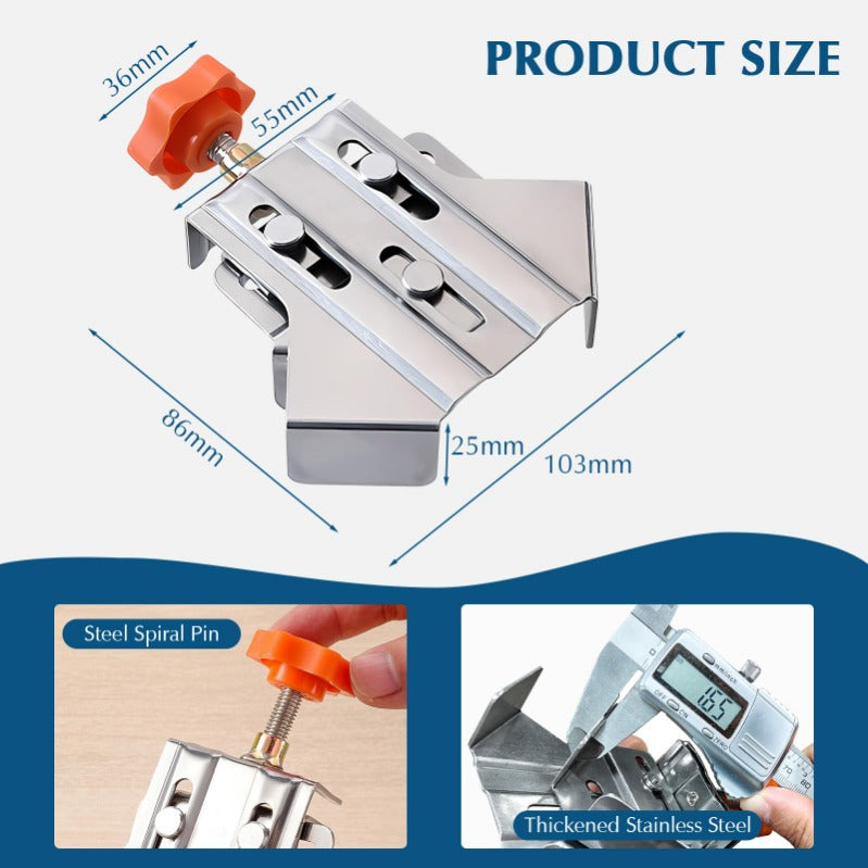 Industrial 90° Corner Clamp with Auto-Adjust Sliding Hea