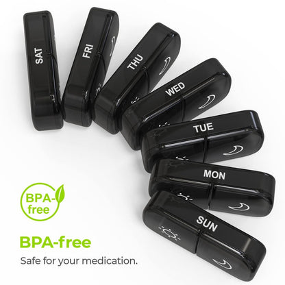 AM PM 7-Day Pill Organizer –Easy Open, Travel-Ready, Durable BPA-Free Daily Medicine Case