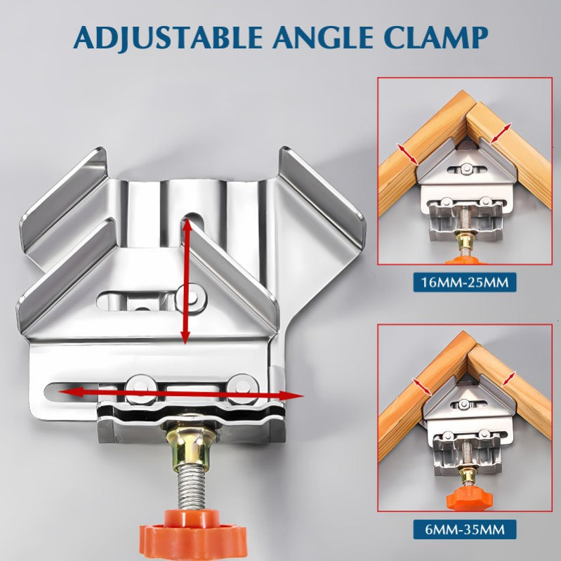 Industrial 90° Corner Clamp with Auto-Adjust Sliding Hea