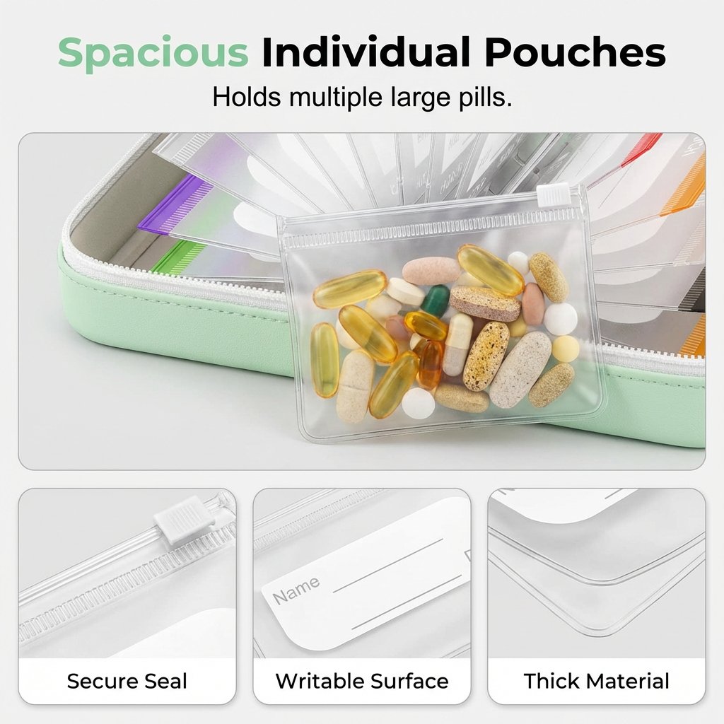 💊A8 Waterproof Pill Pouch Set – 7 to 14 Days Medication & Vitamin Storage