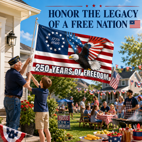 250 Years of Freedom Flag, 1776–2026 Eagle Betsy Ross Grommet Flag