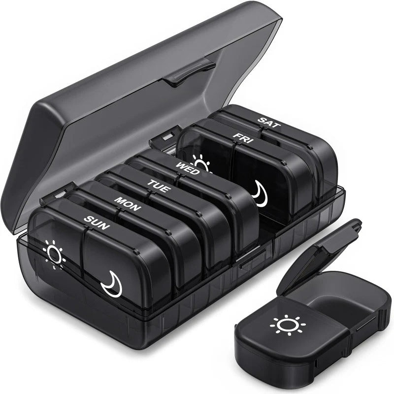AM PM 7-Day Pill Organizer –Easy Open, Travel-Ready, Durable BPA-Free Daily Medicine Case