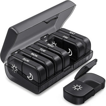 AM PM 7-Day Pill Organizer –Easy Open, Travel-Ready, Durable BPA-Free Daily Medicine Case