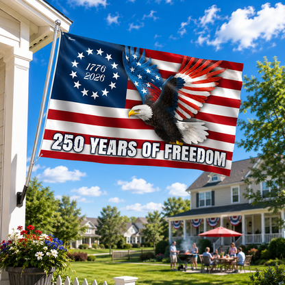 250 Years of Freedom Flag, 1776–2026 Eagle Betsy Ross Grommet Flag