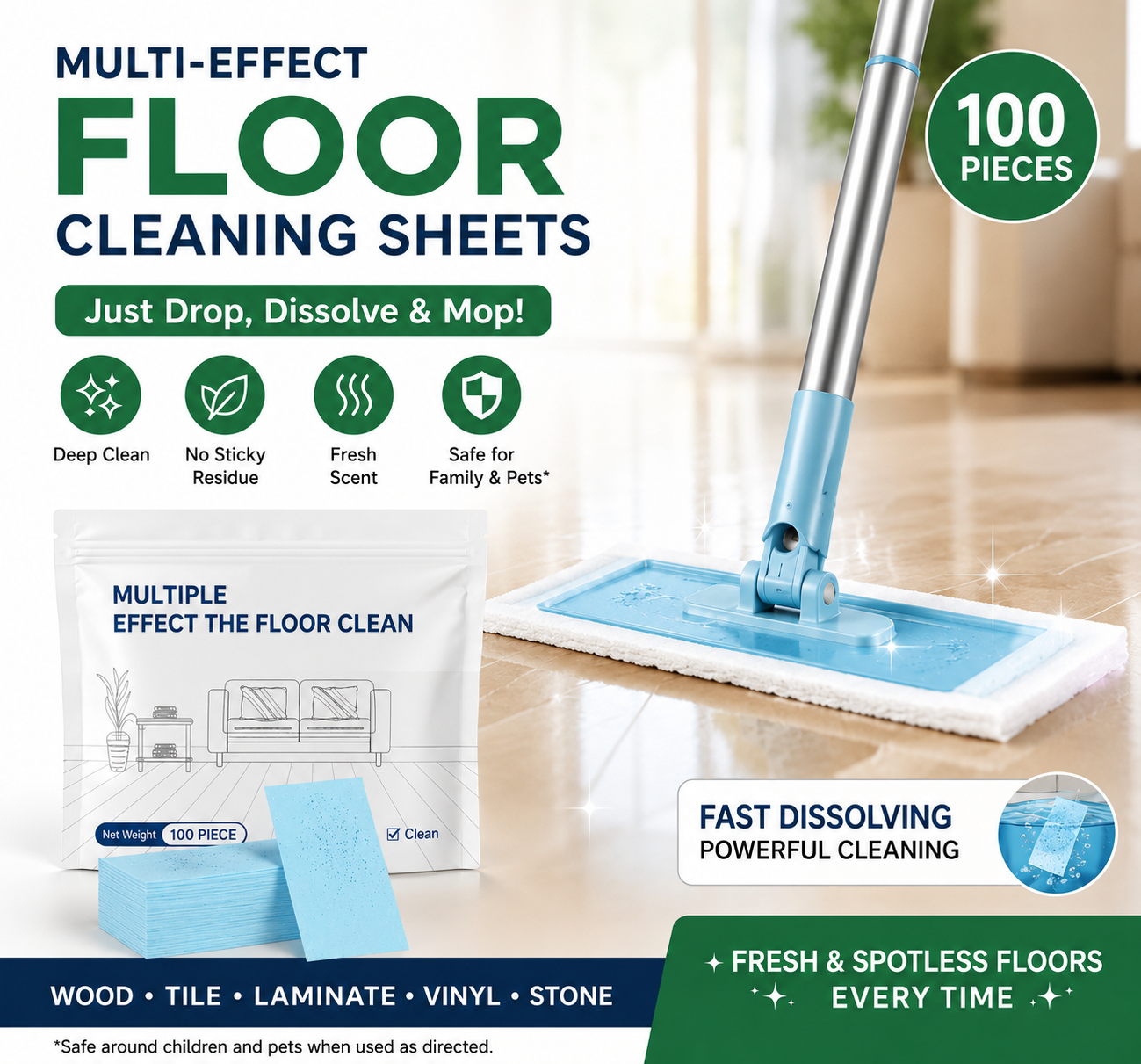 🔥Cleaning Sheets: One Drop. Cleaner Floors Without Heavy Bottles.