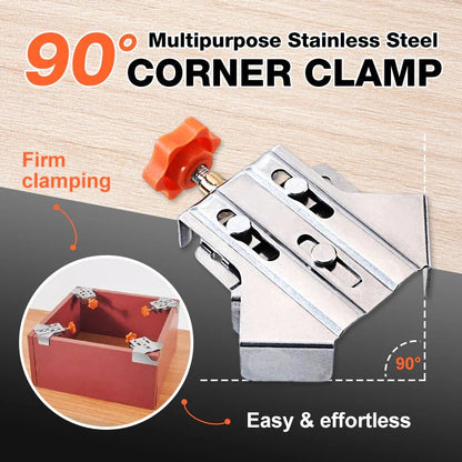 Industrial 90° Corner Clamp with Auto-Adjust Sliding Head | Woodworking & Welding Precision Tool