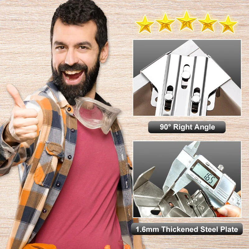 Industrial 90° Corner Clamp with Auto-Adjust Sliding Head | Woodworking & Welding Precision Tool