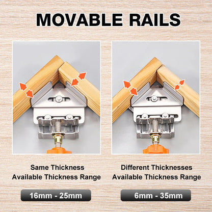 Industrial 90° Corner Clamp with Auto-Adjust Sliding Head | Woodworking & Welding Precision Tool