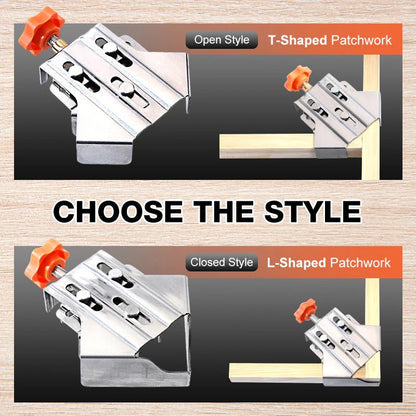 Industrial 90° Corner Clamp with Auto-Adjust Sliding Head | Woodworking & Welding Precision Tool