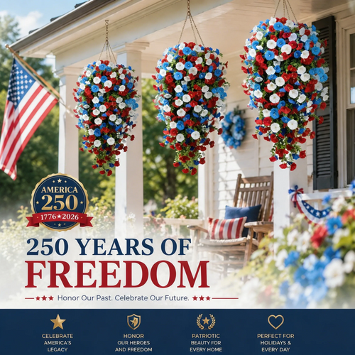 Red, White & Blue Artificial Morning Glory Hanging Vines – 3-Piece Set