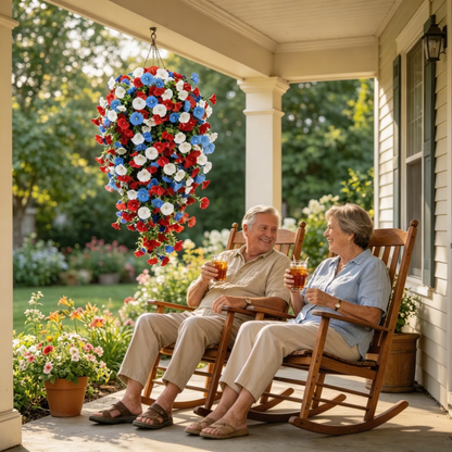 Red, White & Blue Artificial Morning Glory Hanging Vines – 3-Piece Set