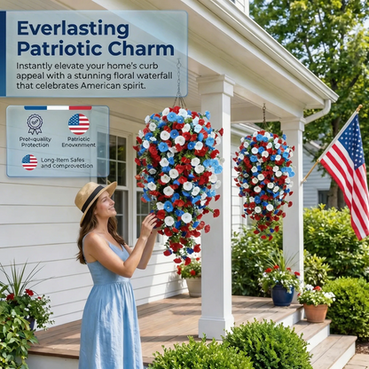 Red, White & Blue Artificial Morning Glory Hanging Vines – 3-Piece Set