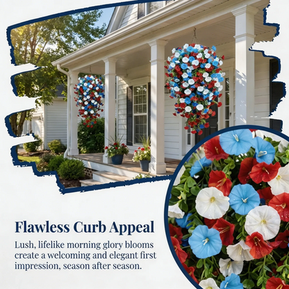 Red, White & Blue Artificial Morning Glory Hanging Vines – 3-Piece Set