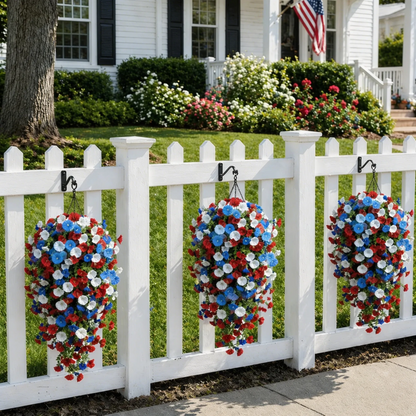 Red, White & Blue Artificial Morning Glory Hanging Vines – 3-Piece Set
