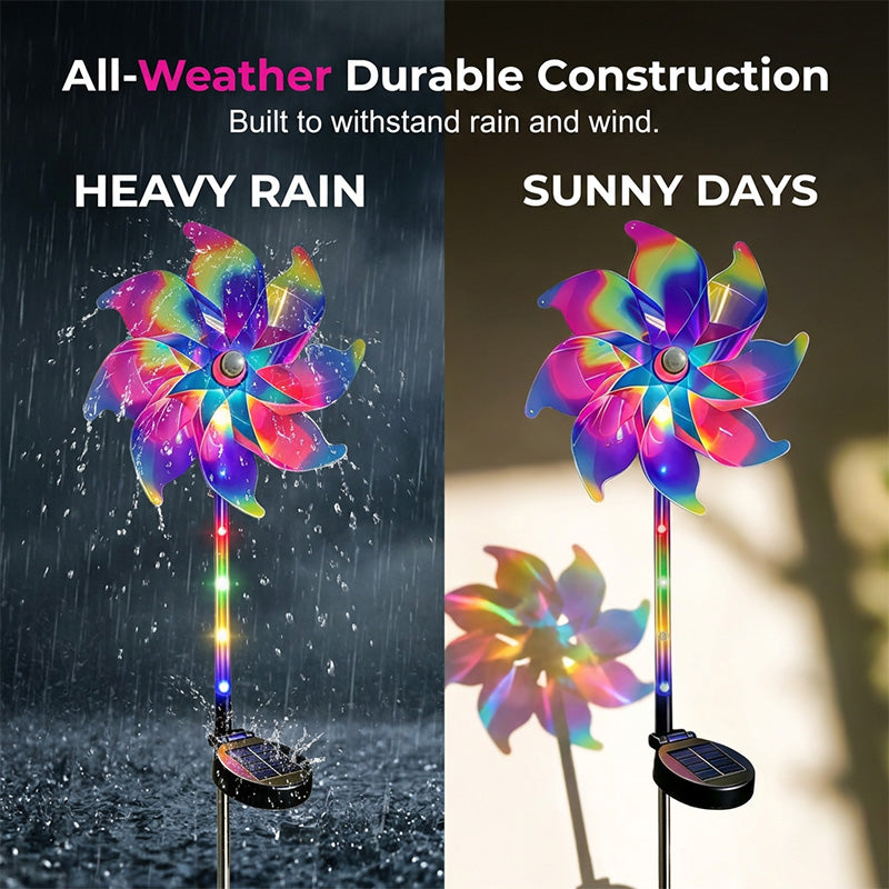 🔥Solar Powered Rainbow Pinwheel Garden Light