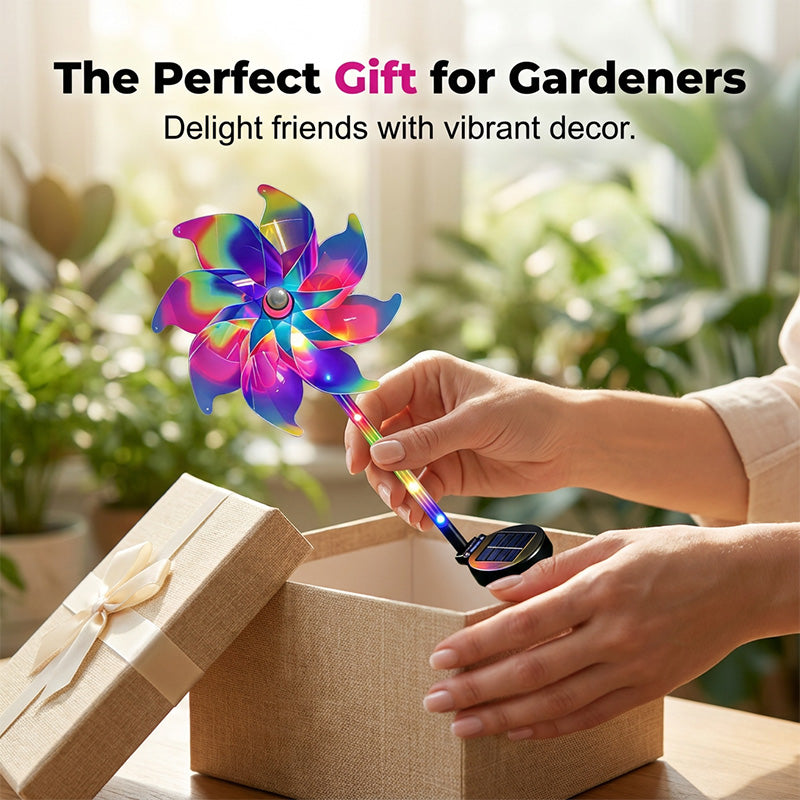 🔥Solar Powered Rainbow Pinwheel Garden Light