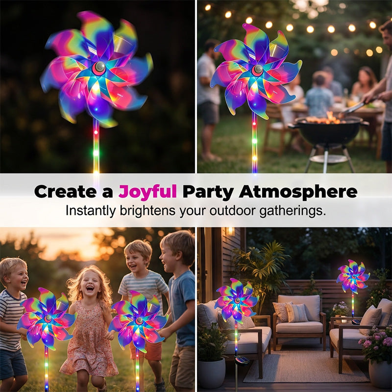 🔥Solar Powered Rainbow Pinwheel Garden Light