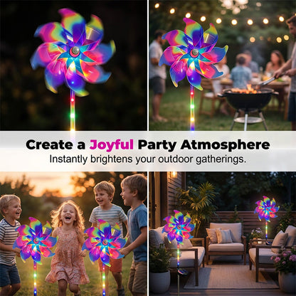 🔥Solar Powered Rainbow Pinwheel Garden Light