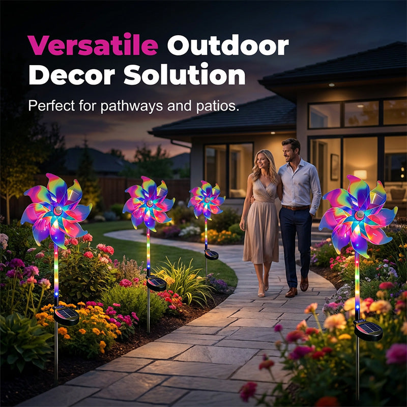 🔥Solar Powered Rainbow Pinwheel Garden Light