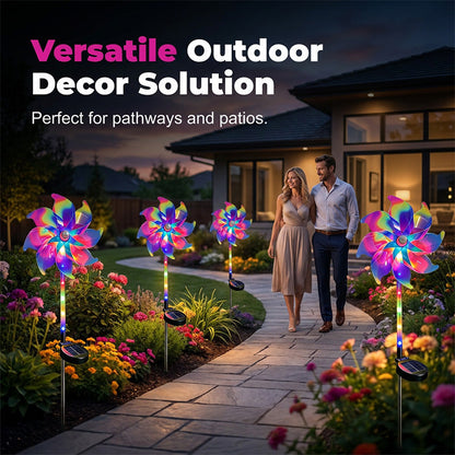 🔥Solar Powered Rainbow Pinwheel Garden Light